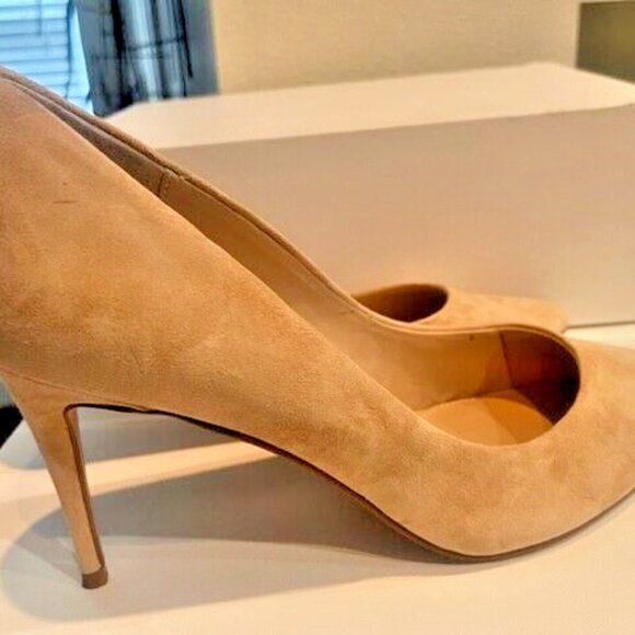 Steve Madden Luiza Tan Beige Suede Leather Classic Pumps Heels Shoes - Picture 3 of 9
